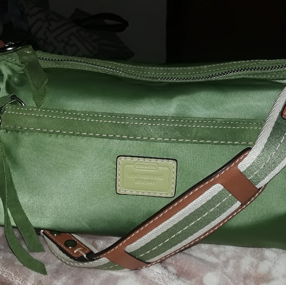 Coach Vintage Kelly Green Satin Mini Hobo